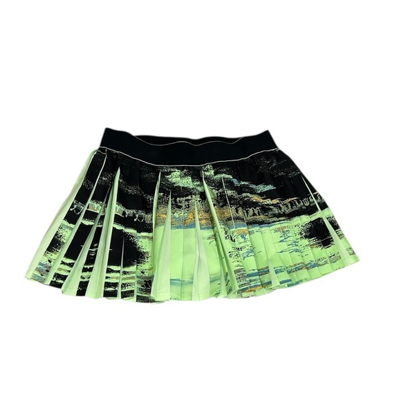 Adidas New York Tennis Pleated Skirt Skort Women’s Size L Lime Green Pickleball - Picture 2 of 10